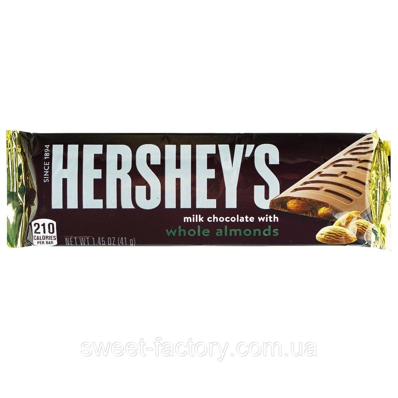 Шоколад із суцільним мигдалем Hersheys Milk Chocolate Whole Almond 41g