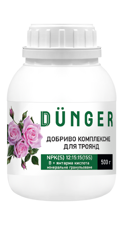 Dunger Комплексне добриво для троянд 0.5кг NPKS(В) 12:15:15:15(0,035) + 0,01% янтарна кислота