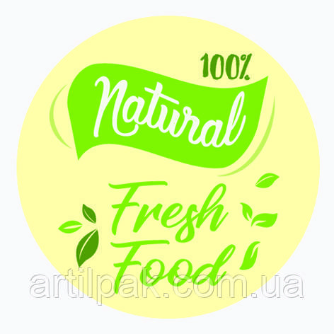 Наліпка для коробки, пакета, подарунка "Natural fresh food", д40, 54шт/ 1 лист