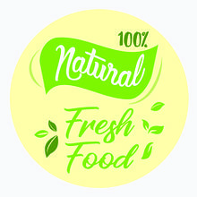 Наліпка для коробки, пакета, подарунка "Natural fresh food", д40, 54шт/ 1 лист