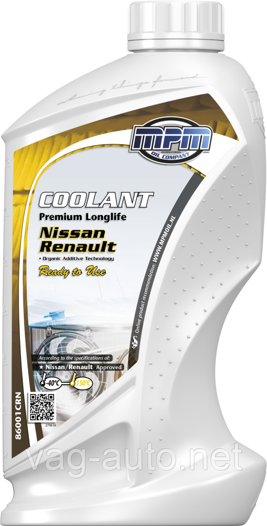 Антифриз MPMOIL Premium Longlife Renault-Nissan / -40°C / жовтий / 1л. /