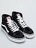 Чоловічі та жіночі високі кеди Vans Sk8-Hi Mid Black Ванс СК-8 Хай Мід чорно-білі унікс класична модель, фото 4