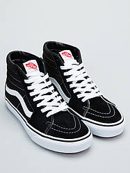 Чоловічі та жіночі високі кеди Vans Sk8-Hi Mid Black Ванс СК-8 Хай Мід чорно-білі унікс класична модель