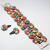 Набір пластівців-таків із бантиком м'яких дитячих паковань 20 штук у стрічці ромашки різних кольорів і розмірів