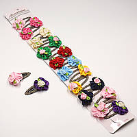 Набір шпильок дитячих хлопавки тик так пачка 20 штук у стрічці великі квіточки різних кольорів