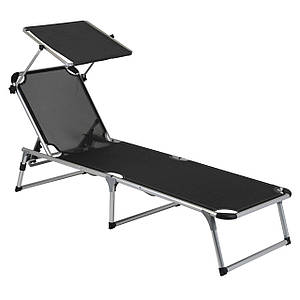 Ліжко розкладне Bo-Camp Sun Lounger With Sunscreen 5 Positions Black (1304460)