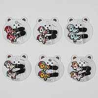 Набір шпильок дитячих затискачів чорного кольору пластик упаковка 20 штук у стрічці райдужні єдинороги різних кольорів