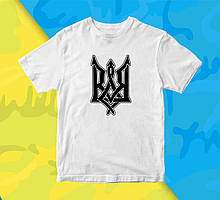 Футболка біла з патріотичним принтом "Чорний Тризуб - герб України" Push IT