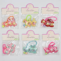 Набір шпильок і гумок дитячих затискачів тик так пачка 30 штук у стрічці зайчики з намистинами різних кольорів