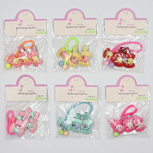 Набір шпильок і гумок дитячих затискачів тик так пачка 30 штук у стрічці зайчики з намистинами різних кольорів