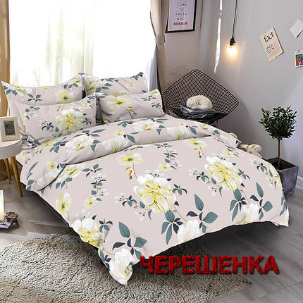 Тканина для постільної білизни Бязь "Gold" Lux GL7936 (50м) квітковий принт на бежевому, фото 1