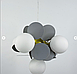 Дизайнерський, світильник на 5 білих мініатюрних матових плафонів з сірими пелюстками, фото 2