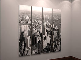 Модульна картина місто чорно-біла 148х160