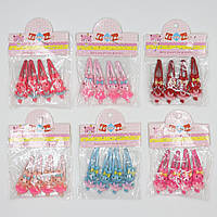 Набір шпильок дитячих хлопавки тик так пластику упаковка 40 штук у стрічці зайчики балерини різних кольорів