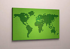 Модульна картина на полотні карта світу зелена 60х40
