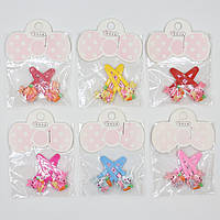 Набір шпильок дитячих хлопавки тик так пластику упаковка 20 штук у стрічці зайчики з морквою різних кольорів