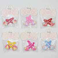 Набір шпильок дитячих хлопавки тик так пластику упаковка 20 штук у стрічці полунички різних кольорів