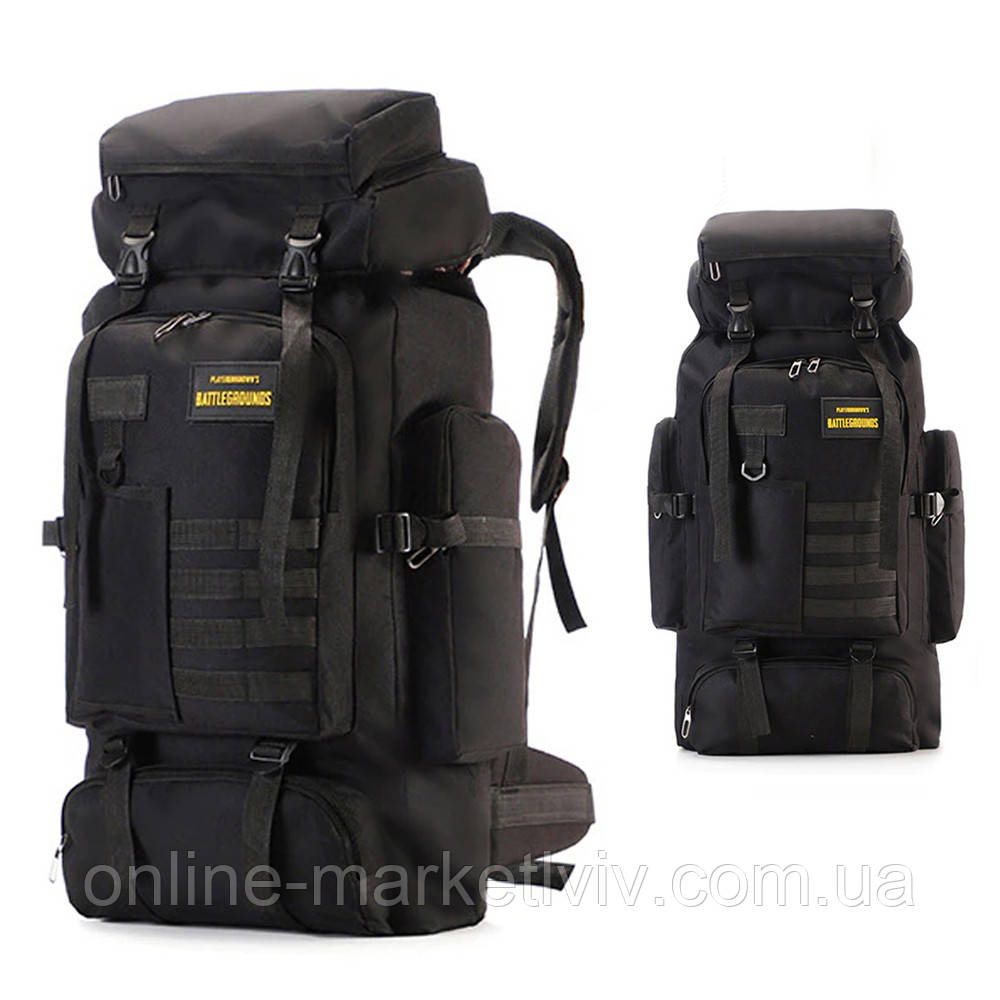 Рюкзак тактичний 70 л 70х35х16 см XS-F21 / Військовий рюкзак чоловічий Чорний / Армійський рюкзак для ЗСУ