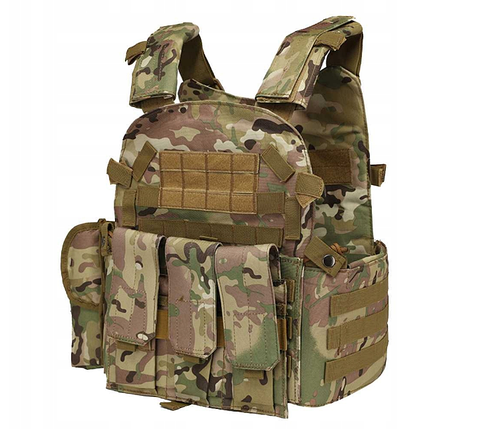 Бронежилет для балістичних вставок з підсумками Plate Carrier Molle System та сумкою для скидання - Multicam, фото 1