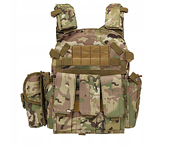 Бронежилет для балістичних вставок з підсумками Plate Carrier Molle System та сумкою для скидання - Multicam, фото 3