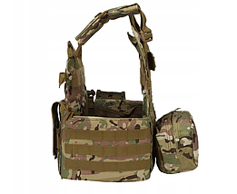 Бронежилет для балістичних вставок з підсумками Plate Carrier Molle System та сумкою для скидання - Multicam, фото 2