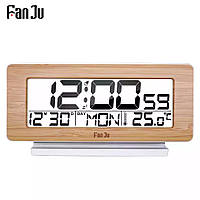 FanJu FJ3523 Годинники термометр будильник-календар підсвітка дисплея, дерево