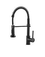 Смеситель для кухни с гибким гусаком на пружин Monsal Blide Black Spring 40 Чёрный матовый
