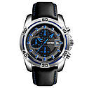 Кварцевий чоловічий годинник Skmei 9156 avalon чорний з синім, фото 2
