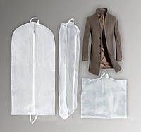 Чехол белого цвета для объемных вещей 60*150*10 см. Для хранения и упаковки одежды на молнии флизелиновый