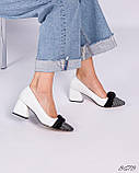 Туфлі жіночі шкіряні білі на середньому підборі, фото 4