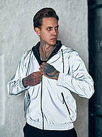 Мужская куртка ветровка ткань плащевка серого цвета тткань светоотражающая размер: 48, 50, 52, 54, 56