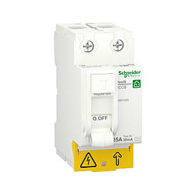 Вимикач диференційного струму(ПЗВ) Schneider Electric Resi 9 2p 25A АС 30mA (C2) R9R51225