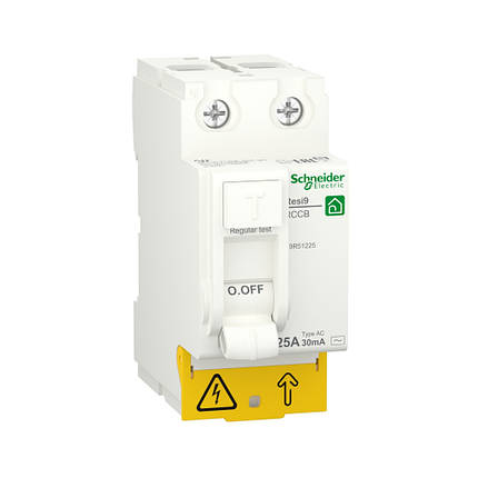Вимикач диференційного струму(ПЗВ) Schneider Electric Resi 9 2p 25A АС 30mA (C2) R9R51225, фото 1