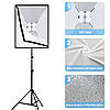 Постійне світло зі стійкою Puluz PU5071EU LED / Набір постійного світла стійка, лампи, софтбокс 50x70 см., фото 6