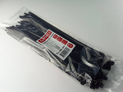 Хомут пластиковий APRO 400х7,6 (100 шт. в уп.) чорний, 1 ПАКОВКА (CT-B8400)