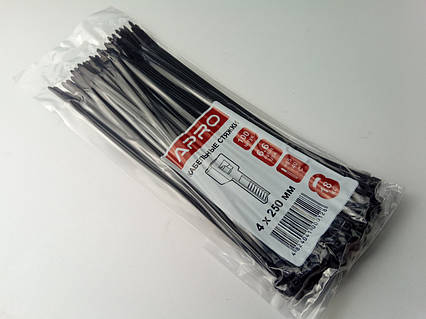 Хомут пластиковий APRO 250х4 (100 шт. в уп.) чорний, 1 ПАКОВКА (CT-B4250)