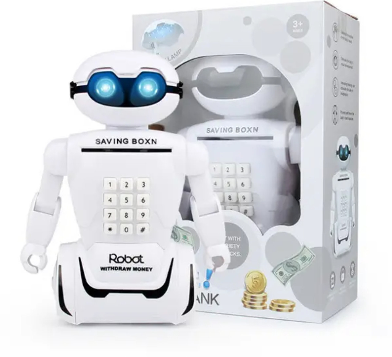 Сейф скарбничка робот з кодовим замком Robot Piggy Bank, світильник. - фото 7 - id-p1663818800