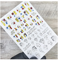 Наклейки для дизайна ногтей лица, листочки, абстракция ЕВ 136
