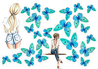 Вафельна картинка Дівчина з метеликами