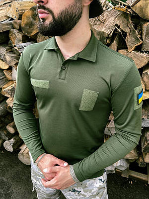 Лонгслів тактичний чоловічий хакі coolmax футболка з довгим рукавом із липучкою для шевронів