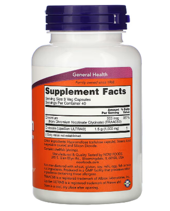 Хітозан з хромом NOW Foods Chitosan Plus Chromium 500 mg 120 Caps, фото 2