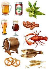 Вафельна картинка для торта Пиво і раки