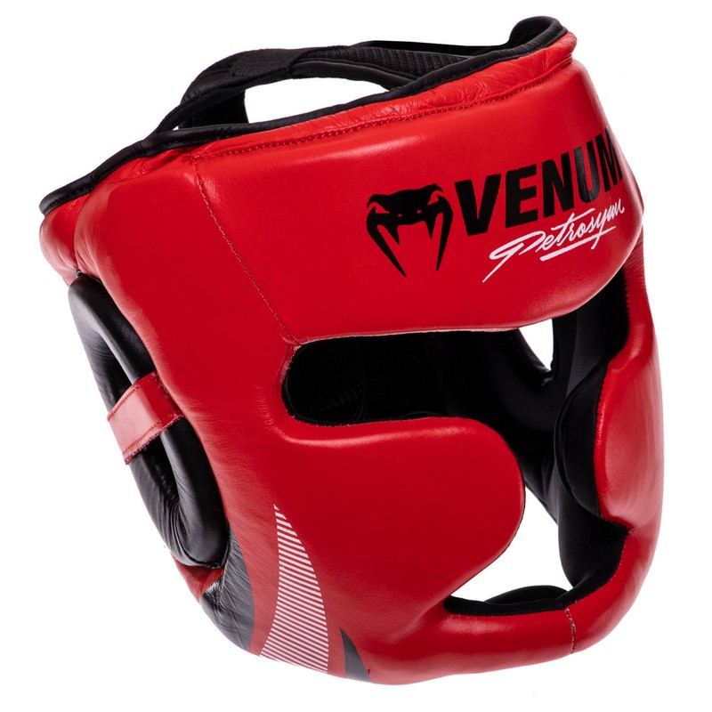 Шолом боксерський шкіряний з повним захистом Venum 1135 розмір L Red