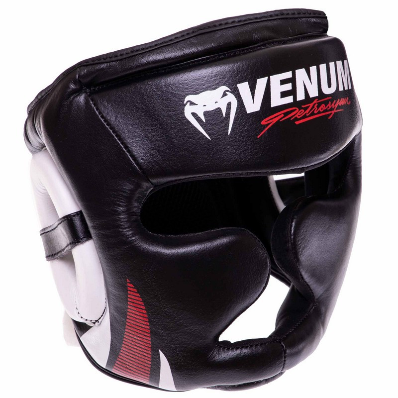 Шолом боксерський шкіряний з повним захистом Venum 1135 розмір S Black
