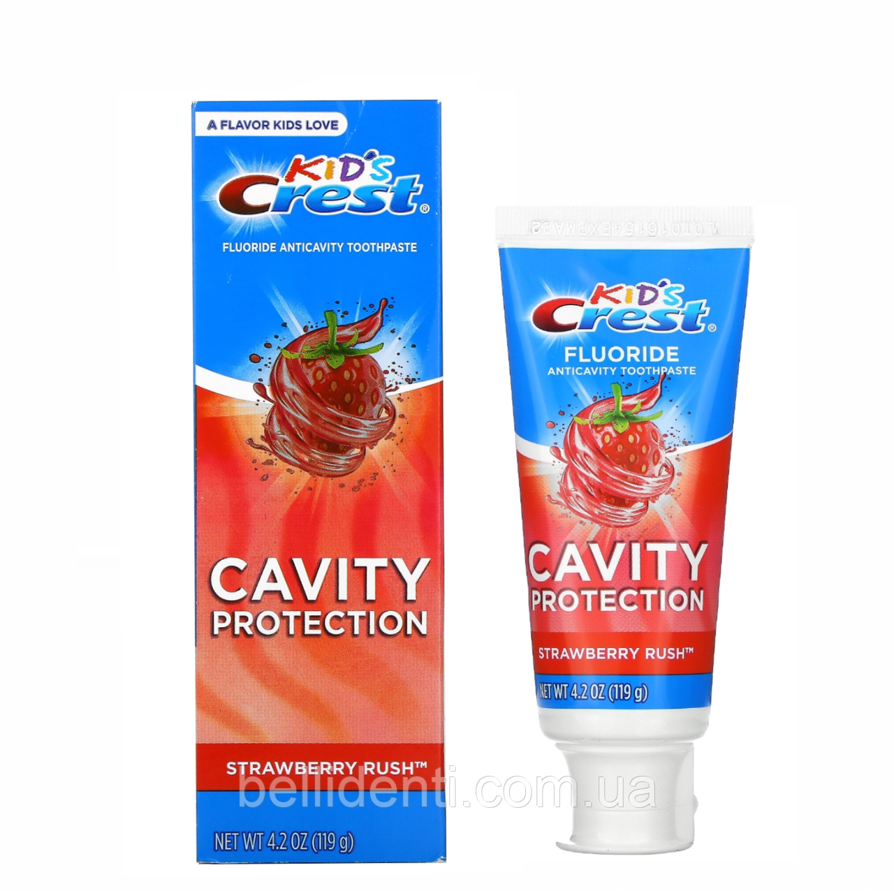 Дитяча зубна паста Crest Kids Caviti Protection із фтором 1100 ppm від 2 років полуниця 119 г