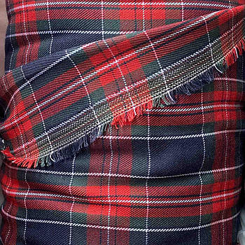 Костюмна (брючна) тканина Шотландка Червоний з темно-синім