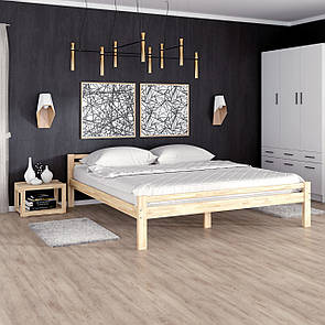 Велике Двоспальне Ліжко із соснової деревини