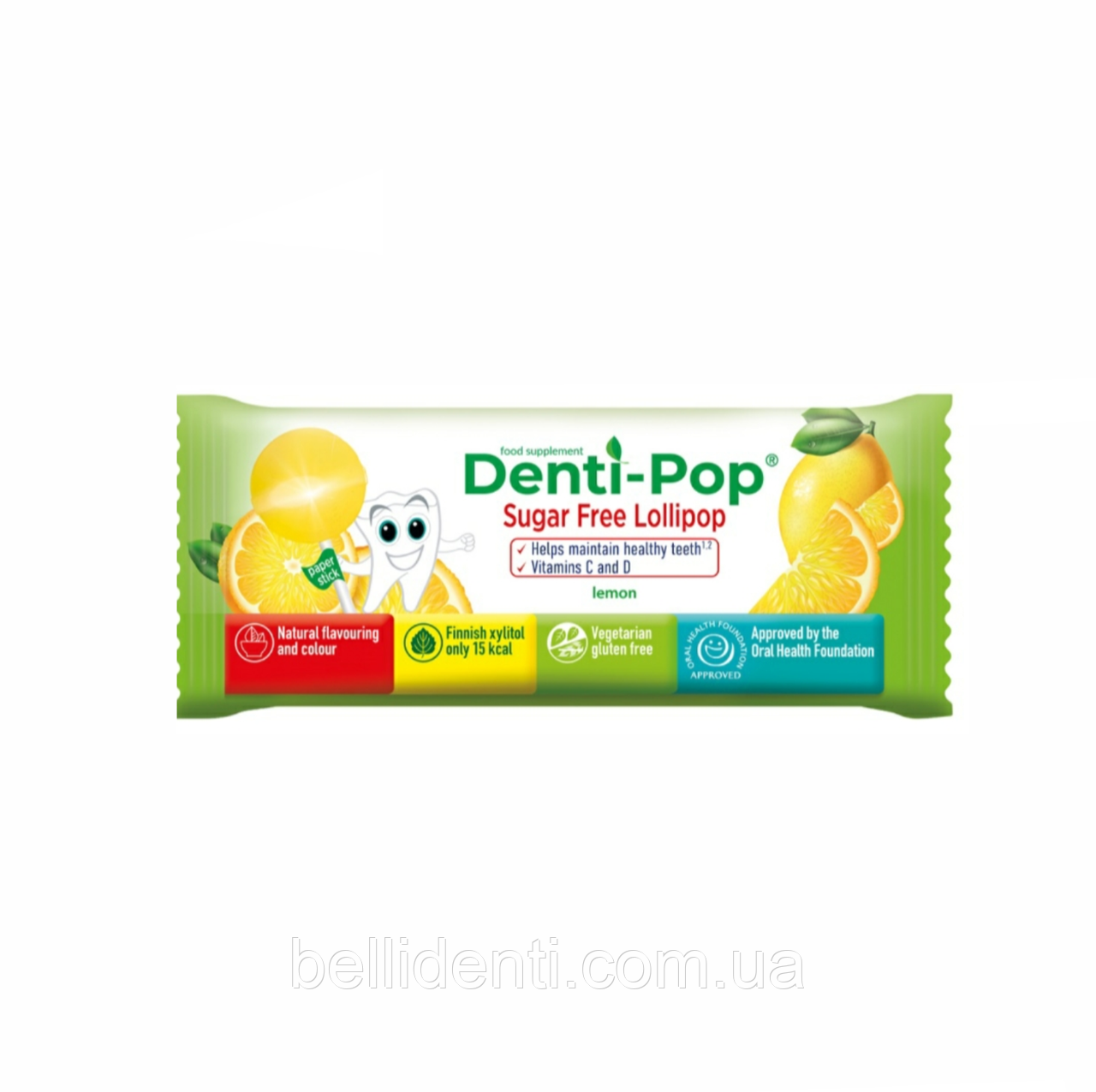 Льодяник Denti Pop без цукру з ксилітом (лимон) 1 шт