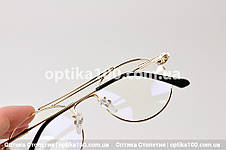 Кругла оправа для окулярів для зору з подвійною перемичкою чорно-золотиста. Унісекс, фото 3