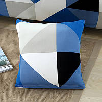 Наволочка 45 на 45 чехол на подушку, декоративные наволочки на диванные подушки с рисунком Ромб сине голубой